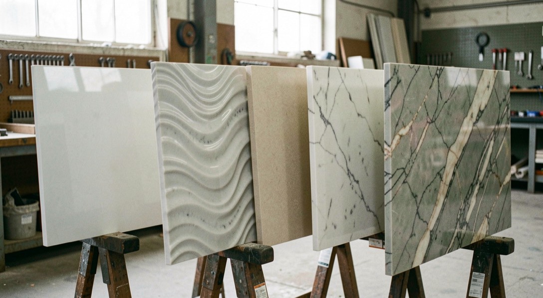 Interno di un atelier di falegnameria con pialla a filo su banco di lavoro in legno, trucioli freschi e luce naturale laterale che illumina la venatura di una tavola di rovere, inquadratura a mezzo busto con profondità di campo ridotta.